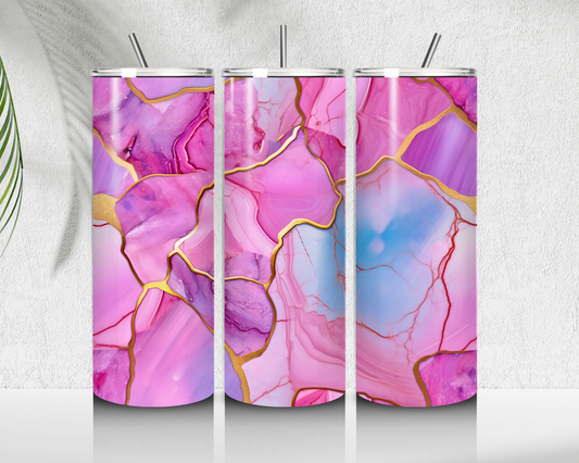 Pink Marble Printed Tumbler - Tumbler Kraze