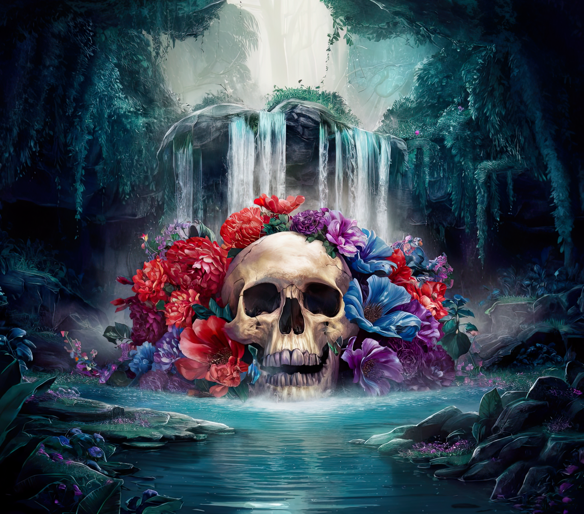 Skull and Waterfalls - Tumbler Kraze